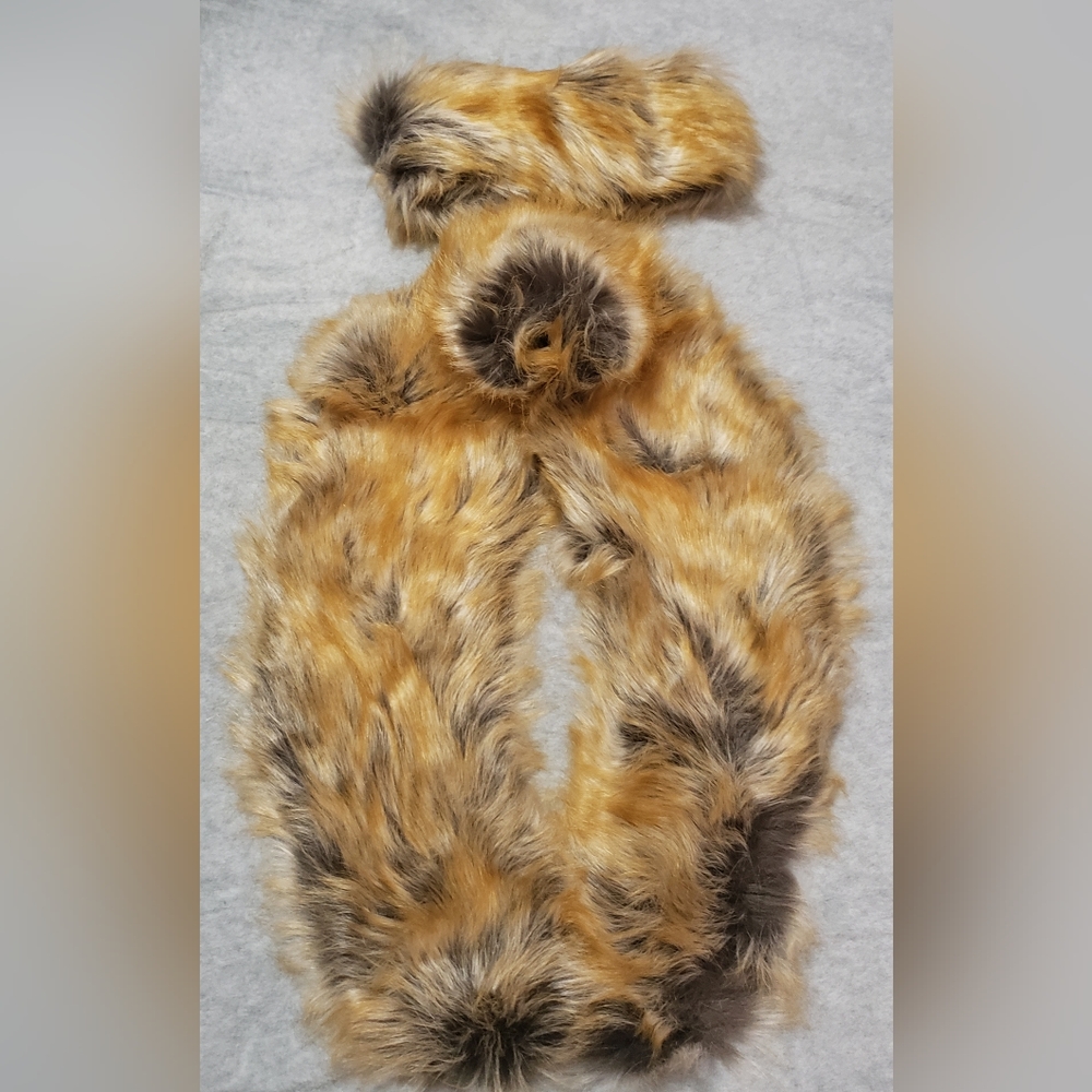 Winter Faux Fur Headband and Fax Fur Shawl,  Red Fox, New without tag.